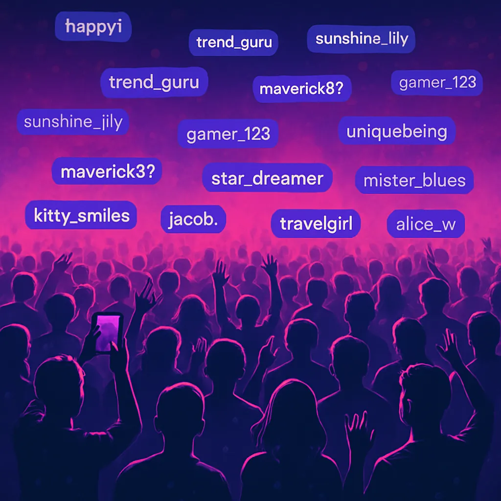 Crowd of creators with usernames overlayed